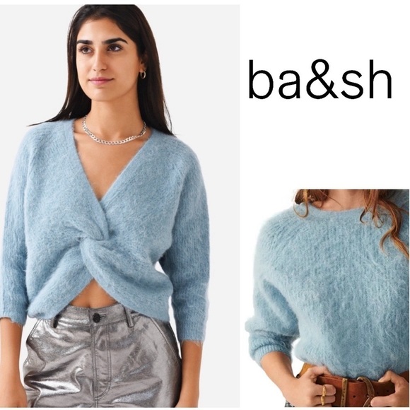 Ba&Sh Pullover Fill alpaca blend fuzzy knotted sweater, NWT, size 2 (Sm/Med) - Picture 1 of 12